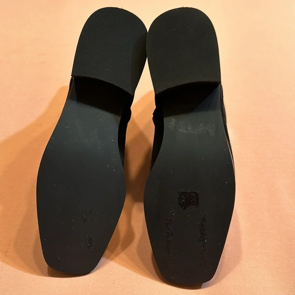 New Tory Burch Suede Boots. Glod Logo and Zipper. Black. Size 7.5.